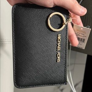 Michael Kors Black and Gold Key Card Holder
